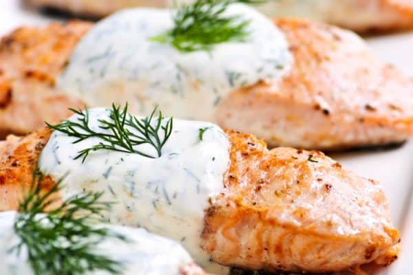 Baked Salmon with Dill Sauce